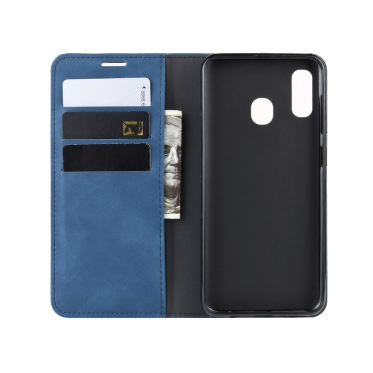 Retro-skin Business Magnetic Suction Leather Case with Purse-Bracket-Chuck For Galaxy A30