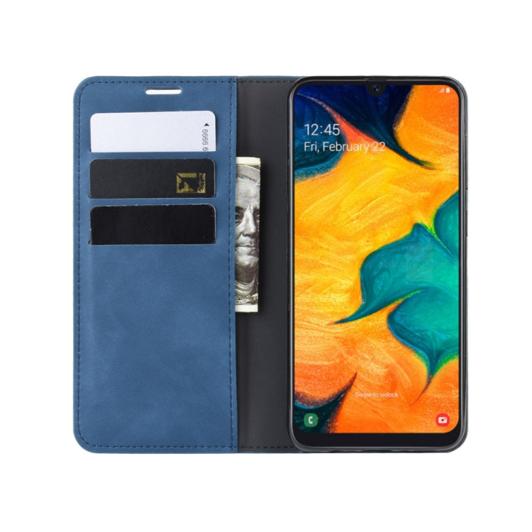 Retro-skin Business Magnetic Suction Leather Case with Purse-Bracket-Chuck For Galaxy A30