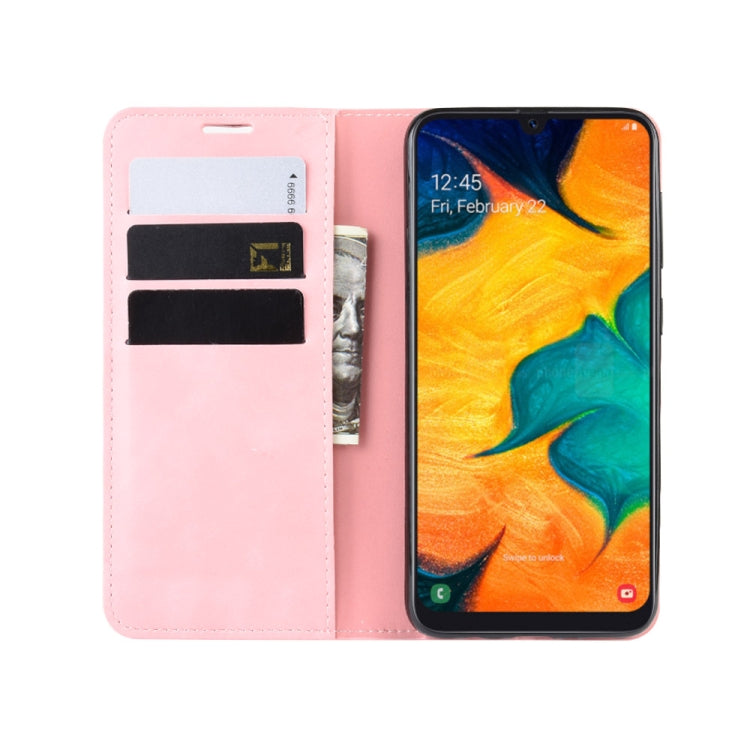 Retro-skin Business Magnetic Suction Leather Case with Purse-Bracket-Chuck For Galaxy A30