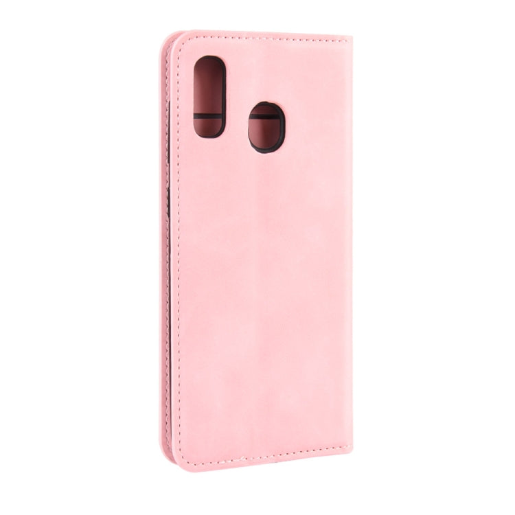 Retro-skin Business Magnetic Suction Leather Case with Purse-Bracket-Chuck For Galaxy A30