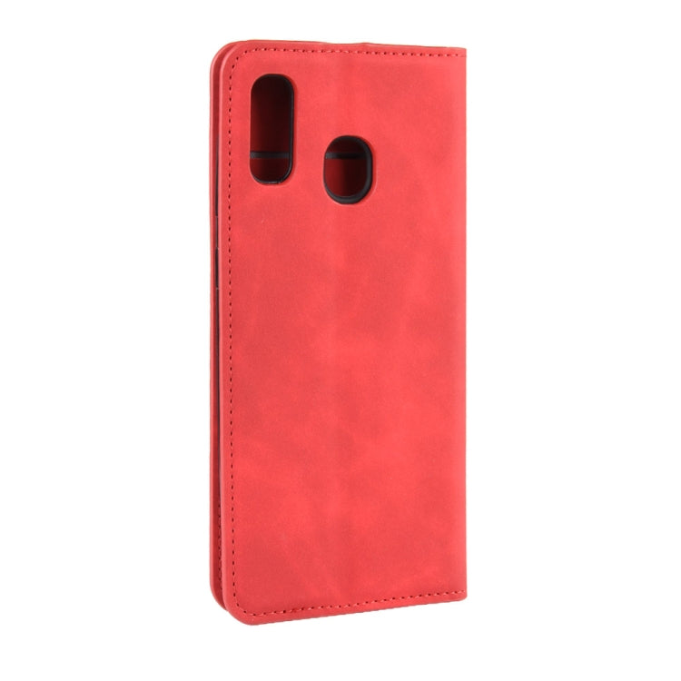 Retro-skin Business Magnetic Suction Leather Case with Purse-Bracket-Chuck For Galaxy A30