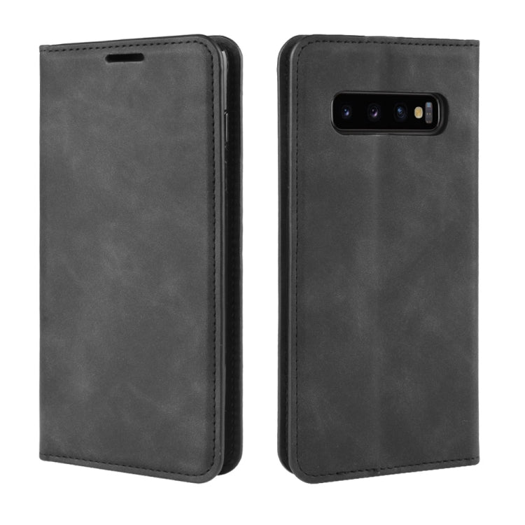 Retro-skin Business Magnetic Suction Leather Case with Purse-Bracket-Chuck For Galaxy S10+