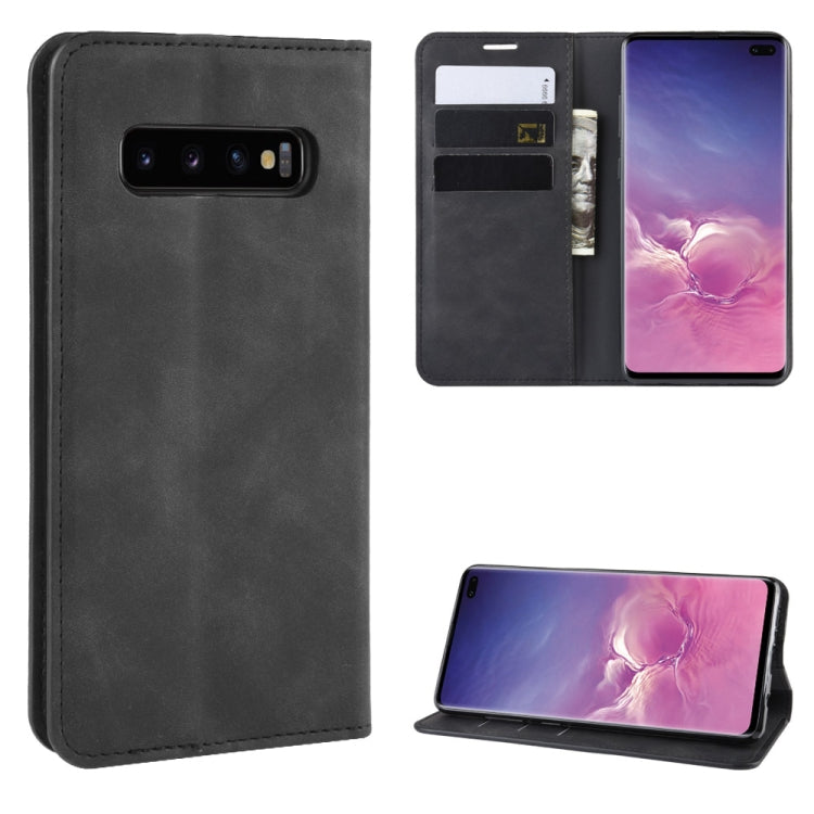 Retro-skin Business Magnetic Suction Leather Case with Purse-Bracket-Chuck For Galaxy S10+