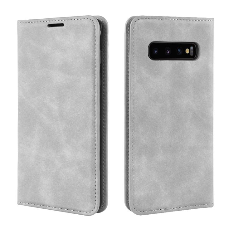 Retro-skin Business Magnetic Suction Leather Case with Purse-Bracket-Chuck For Galaxy S10+