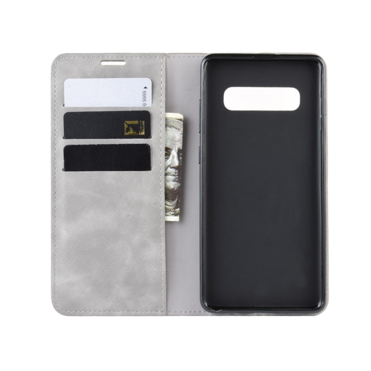 Retro-skin Business Magnetic Suction Leather Case with Purse-Bracket-Chuck For Galaxy S10+