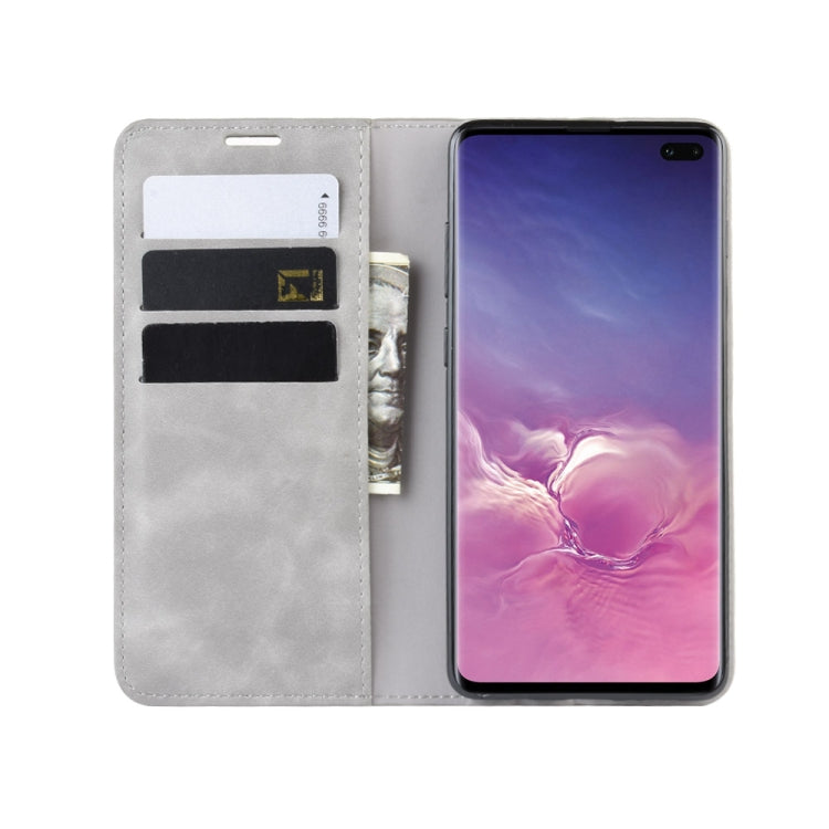 Retro-skin Business Magnetic Suction Leather Case with Purse-Bracket-Chuck For Galaxy S10+