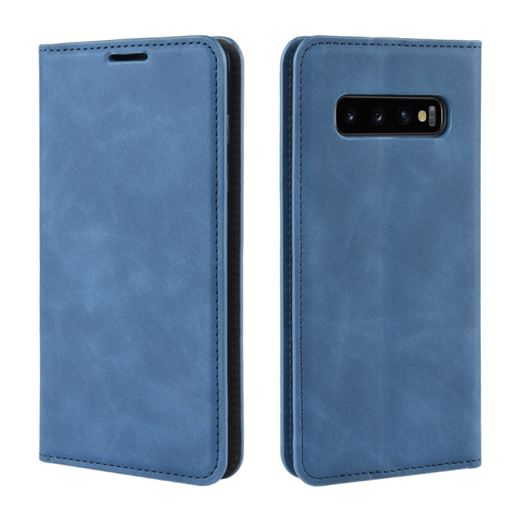 Retro-skin Business Magnetic Suction Leather Case with Purse-Bracket-Chuck For Galaxy S10+