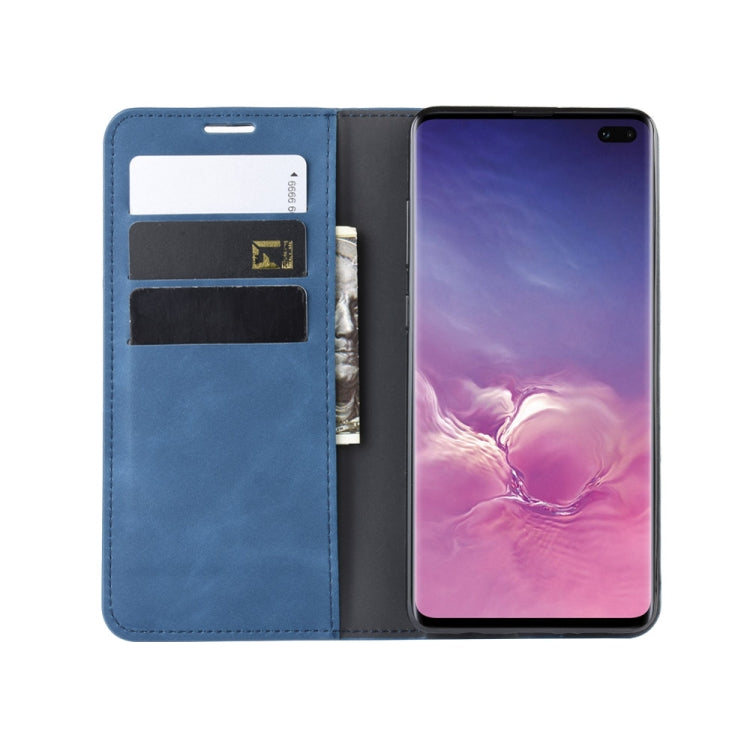 Retro-skin Business Magnetic Suction Leather Case with Purse-Bracket-Chuck For Galaxy S10+