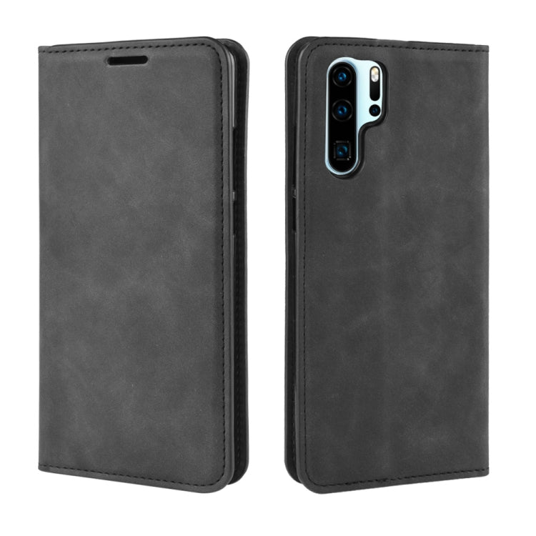 Retro-skin Business Magnetic Suction Leather Case with Purse-Bracket-Chuck For Huawei P30 Pro