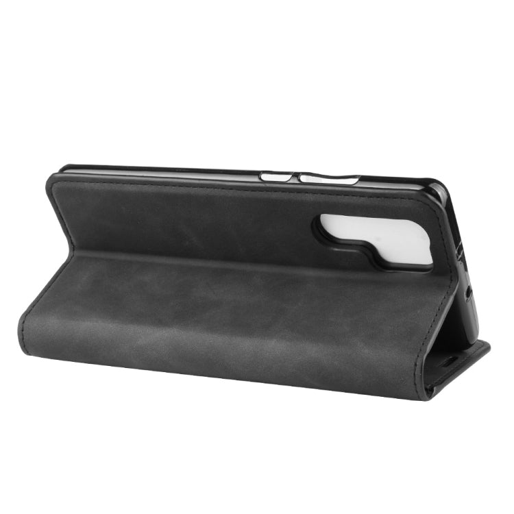 Retro-skin Business Magnetic Suction Leather Case with Purse-Bracket-Chuck For Huawei P30 Pro