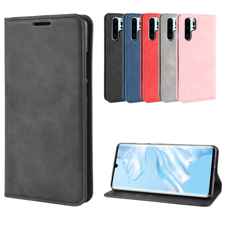Retro-skin Business Magnetic Suction Leather Case with Purse-Bracket-Chuck For Huawei P30 Pro