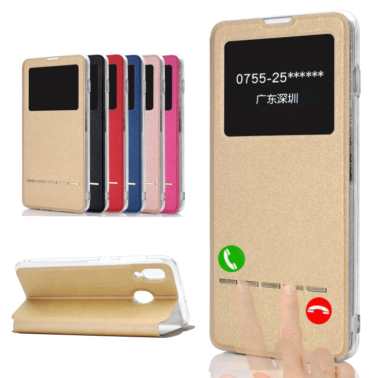 Golden Beach Window with Bracket Mobile Phone Holster Smart Sliding Button Answering Phone for Galaxy A20 / A30