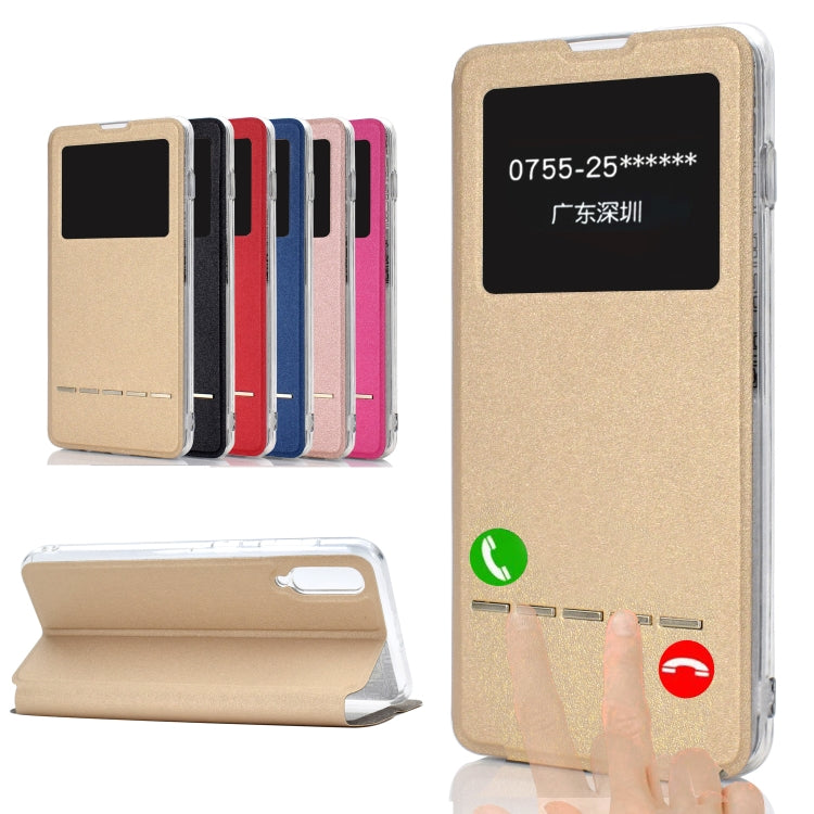 Golden Beach Window with Bracket Mobile Phone Holster Smart Sliding Button Answering Phone for Samsung Galaxy A50