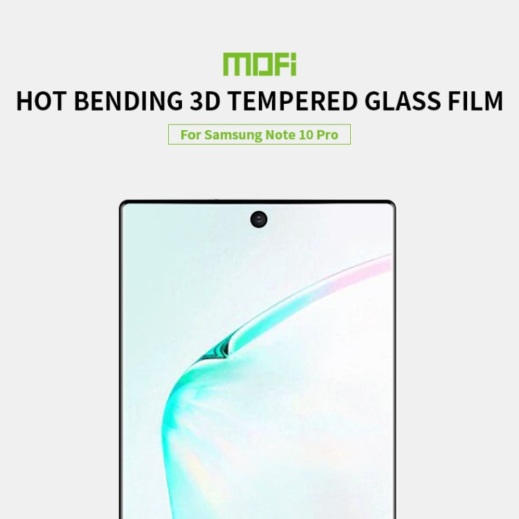 MOFI 9H 3D Explosion Proof Thermal Bending Full Screen Covered With Tempered Glass Film for Galaxy note10+(Black)