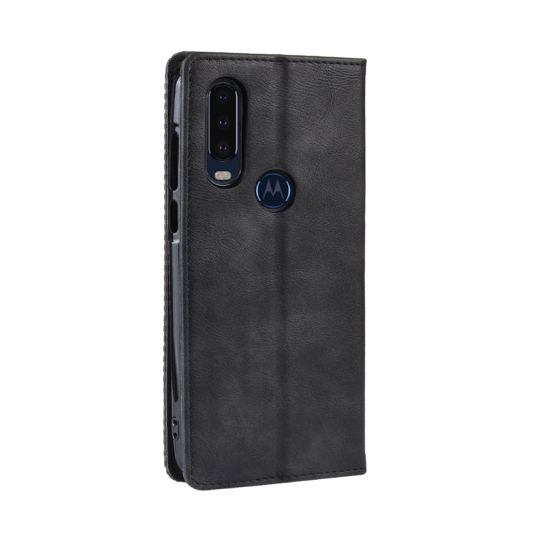 Magnetic Buckle Retro Crazy Horse Texture Horizontal Flip Leather Case for Motorola One Action, with Holder & Card Slots & Photo Frame