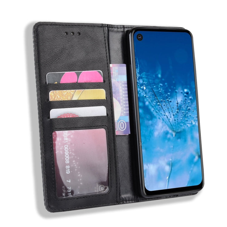 Magnetic Buckle Retro Crazy Horse Texture Horizontal Flip Leather Case for Motorola One Action, with Holder & Card Slots & Photo Frame