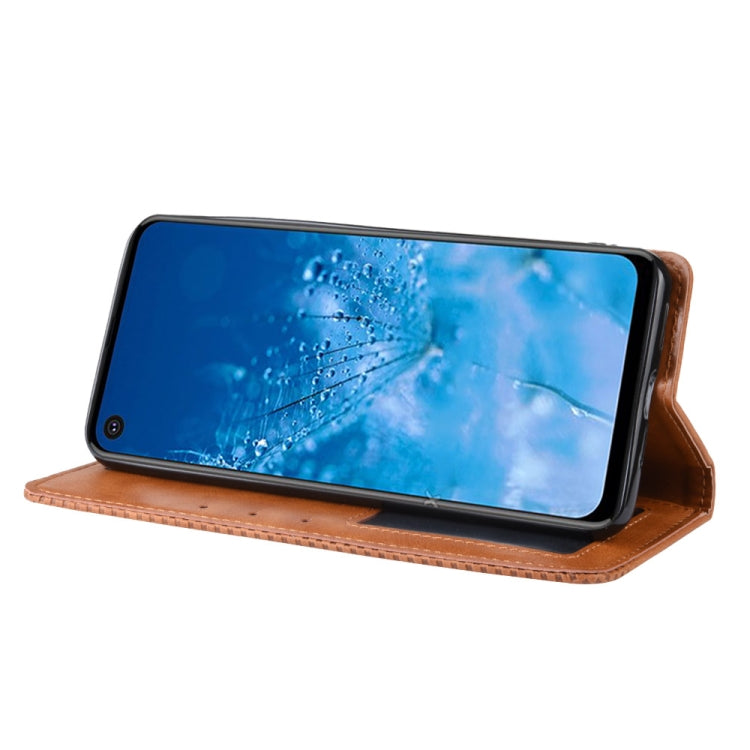 Magnetic Buckle Retro Crazy Horse Texture Horizontal Flip Leather Case for Motorola One Action, with Holder & Card Slots & Photo Frame