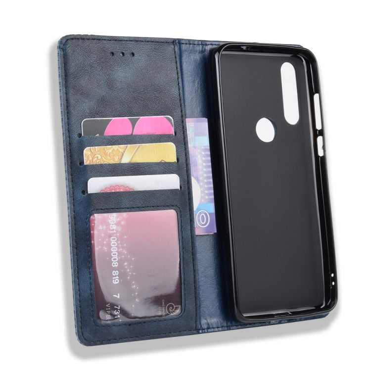 Magnetic Buckle Retro Crazy Horse Texture Horizontal Flip Leather Case for Motorola One Action, with Holder & Card Slots & Photo Frame