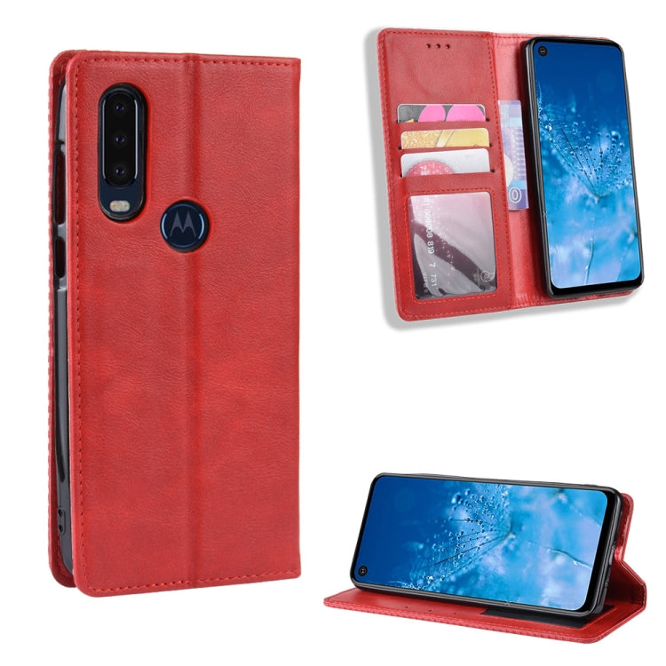 Magnetic Buckle Retro Crazy Horse Texture Horizontal Flip Leather Case for Motorola One Action, with Holder & Card Slots & Photo Frame