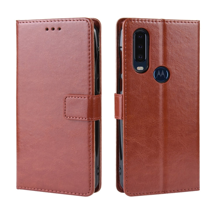 Retro Crazy Horse Texture Horizontal Flip Leather Case for Motorola One Action , with Holder & Card Slots & Photo Frame