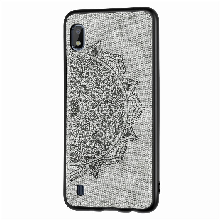 Embossed Mandala Pattern Magnetic PC + TPU + Fabric Shockproof Case for Galaxy A10, with Lanyard