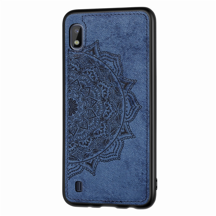 Embossed Mandala Pattern Magnetic PC + TPU + Fabric Shockproof Case for Galaxy A10, with Lanyard