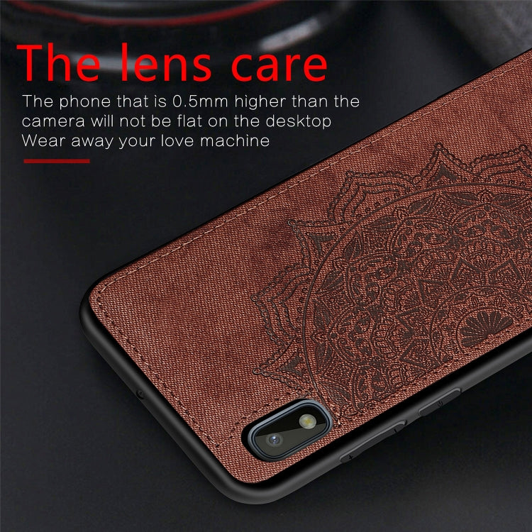 Embossed Mandala Pattern Magnetic PC + TPU + Fabric Shockproof Case for Galaxy A10, with Lanyard