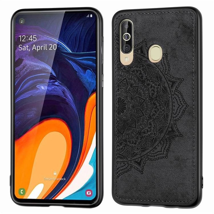 Embossed Mandala Pattern Magnetic PC + TPU + Fabric Shockproof Case for Galaxy A60 / M30, with Lanyard