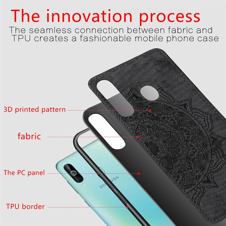 Embossed Mandala Pattern Magnetic PC + TPU + Fabric Shockproof Case for Galaxy A60 / M30, with Lanyard