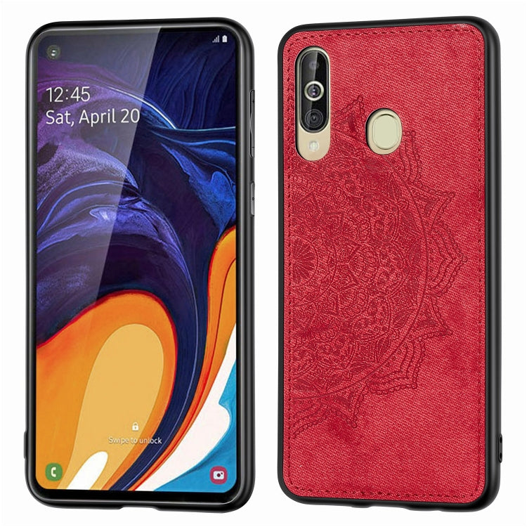 Embossed Mandala Pattern Magnetic PC + TPU + Fabric Shockproof Case for Galaxy A60 / M30, with Lanyard