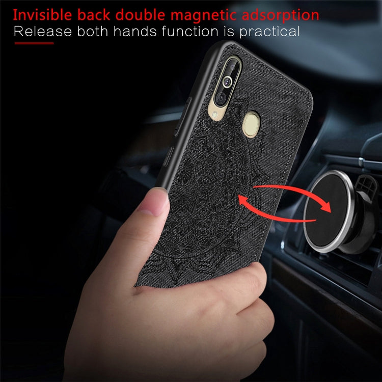Embossed Mandala Pattern Magnetic PC + TPU + Fabric Shockproof Case for Galaxy A60 / M30, with Lanyard