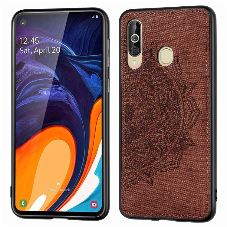 Embossed Mandala Pattern Magnetic PC + TPU + Fabric Shockproof Case for Galaxy A60 / M30, with Lanyard