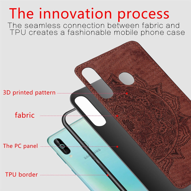 Embossed Mandala Pattern Magnetic PC + TPU + Fabric Shockproof Case for Galaxy A60 / M30, with Lanyard