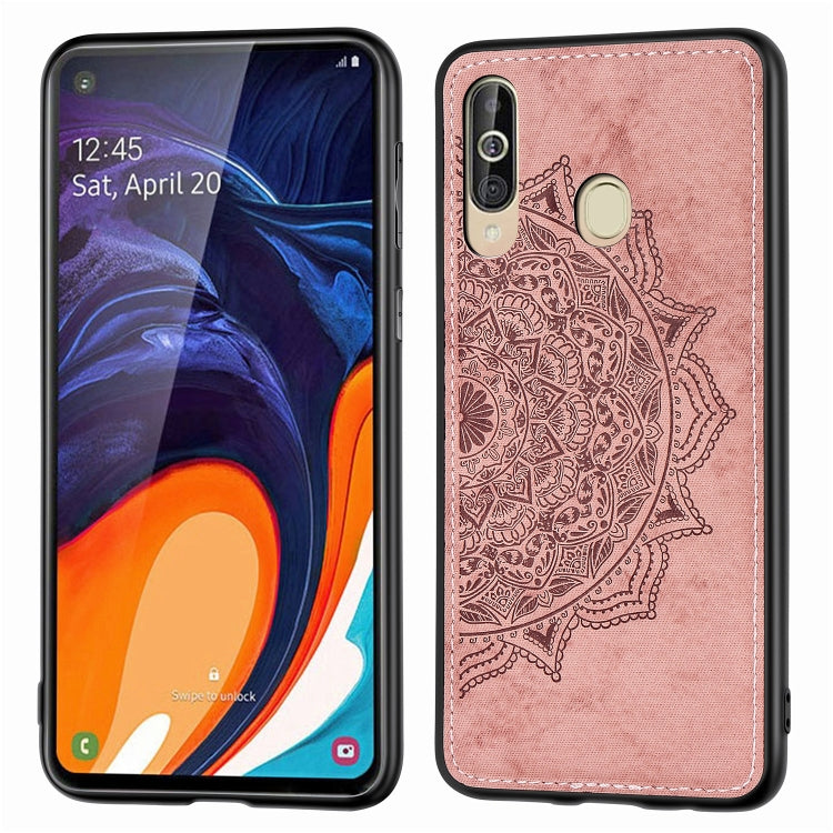 Embossed Mandala Pattern Magnetic PC + TPU + Fabric Shockproof Case for Galaxy A60 / M30, with Lanyard