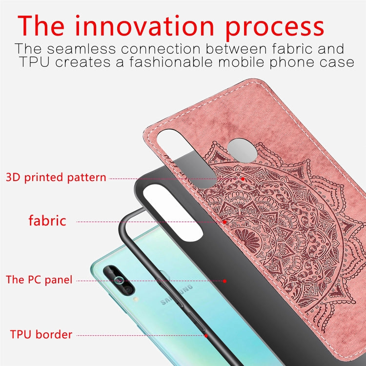 Embossed Mandala Pattern Magnetic PC + TPU + Fabric Shockproof Case for Galaxy A60 / M30, with Lanyard