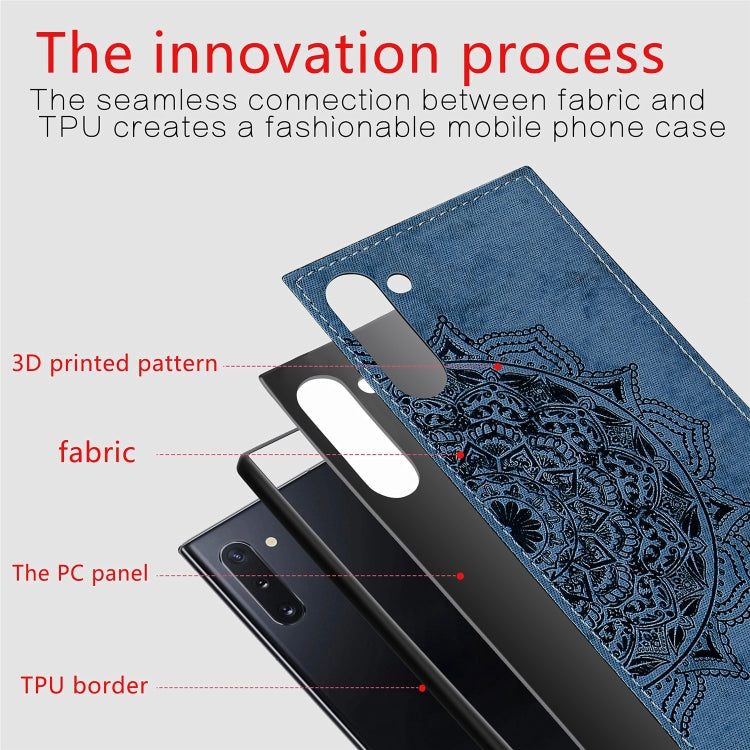 Embossed Mandala Pattern Magnetic PC + TPU + Fabric Shockproof Case for Galaxy Note10, with Lanyard