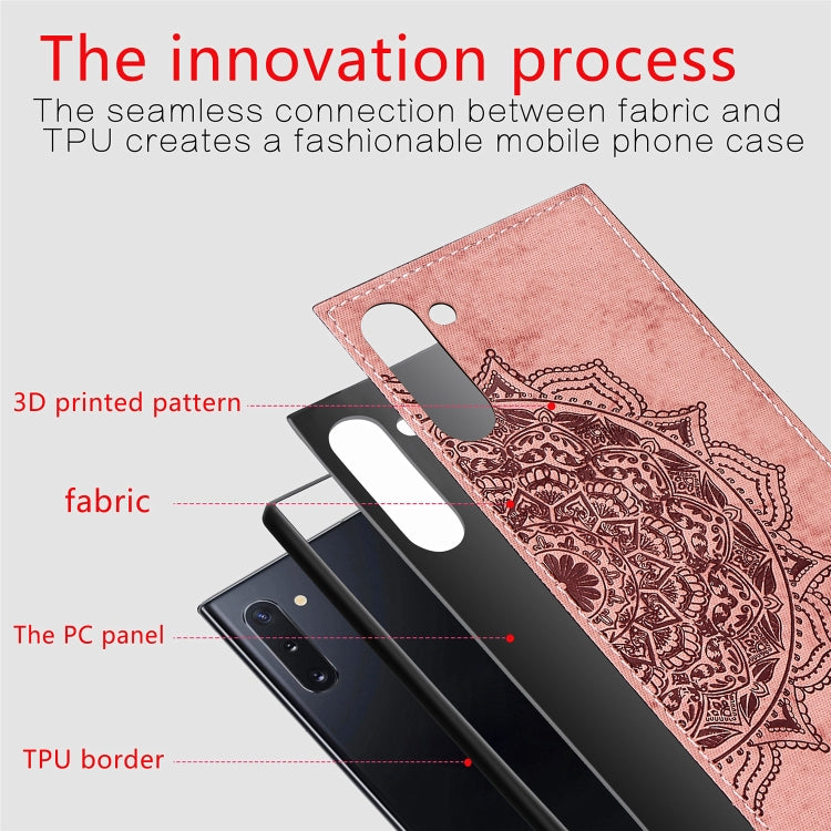 Embossed Mandala Pattern Magnetic PC + TPU + Fabric Shockproof Case for Galaxy Note10, with Lanyard