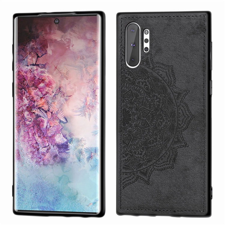 Embossed Mandala Pattern Magnetic PC + TPU + Fabric Shockproof Case for Galaxy Note10+, with Lanyard