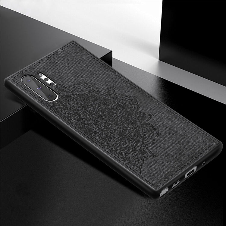 Embossed Mandala Pattern Magnetic PC + TPU + Fabric Shockproof Case for Galaxy Note10+, with Lanyard