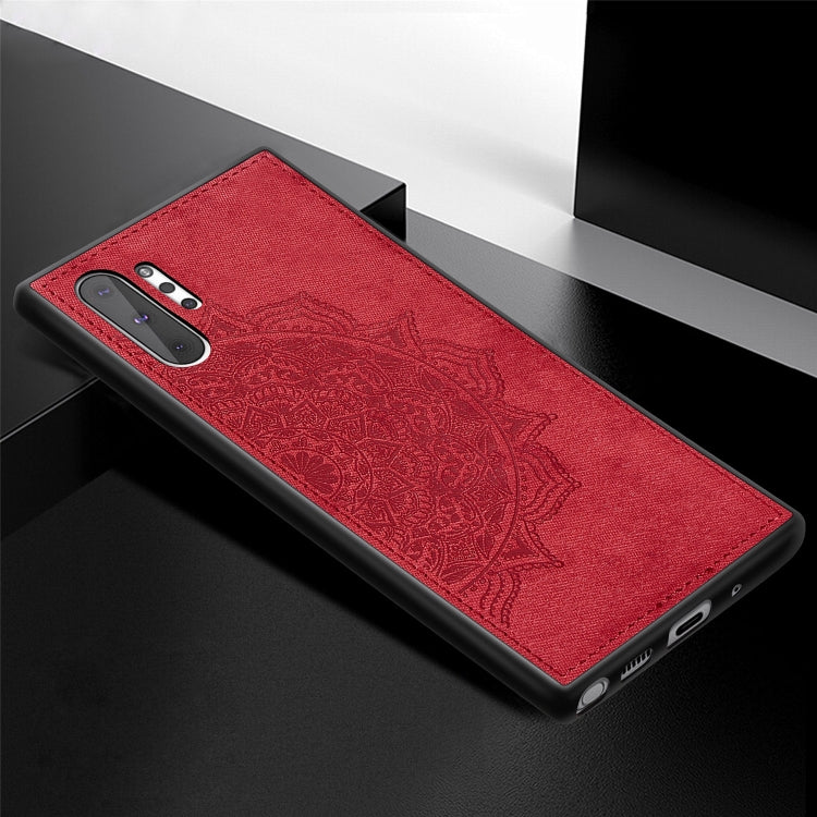Embossed Mandala Pattern Magnetic PC + TPU + Fabric Shockproof Case for Galaxy Note10+, with Lanyard