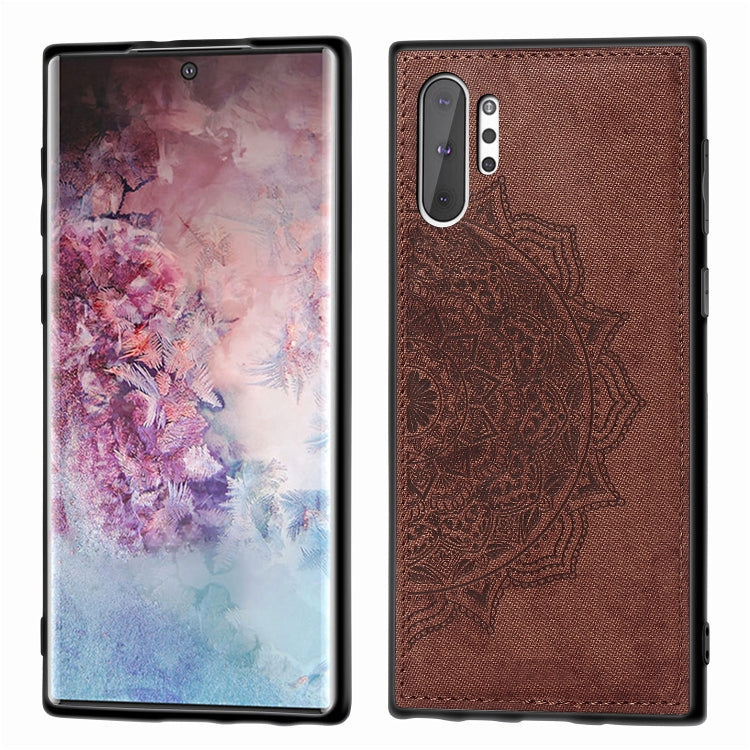 Embossed Mandala Pattern Magnetic PC + TPU + Fabric Shockproof Case for Galaxy Note10+, with Lanyard