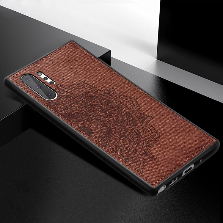 Embossed Mandala Pattern Magnetic PC + TPU + Fabric Shockproof Case for Galaxy Note10+, with Lanyard