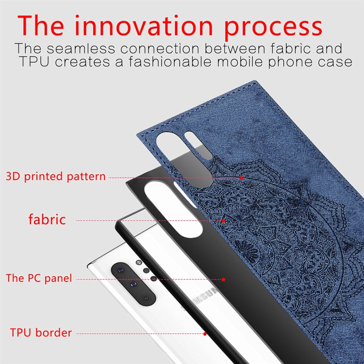 Embossed Mandala Pattern Magnetic PC + TPU + Fabric Shockproof Case for Galaxy Note10+, with Lanyard