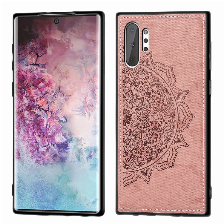 Embossed Mandala Pattern Magnetic PC + TPU + Fabric Shockproof Case for Galaxy Note10+, with Lanyard