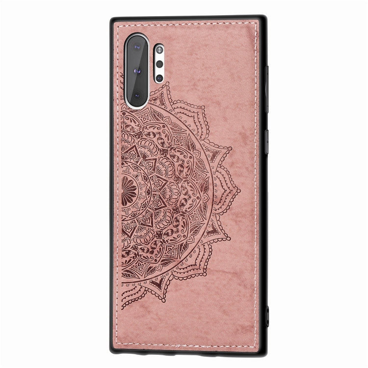 Embossed Mandala Pattern Magnetic PC + TPU + Fabric Shockproof Case for Galaxy Note10+, with Lanyard