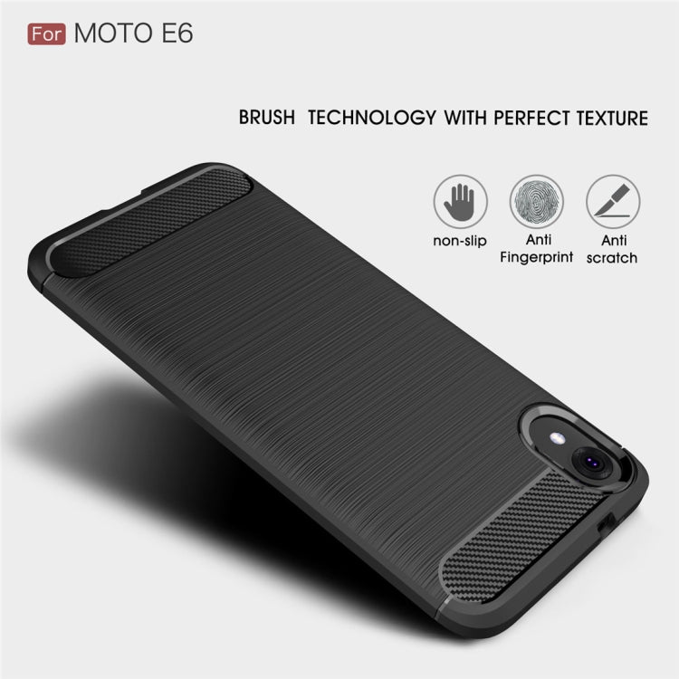Brushed Texture Carbon Fiber TPU Case for MOTO E6(Black)
