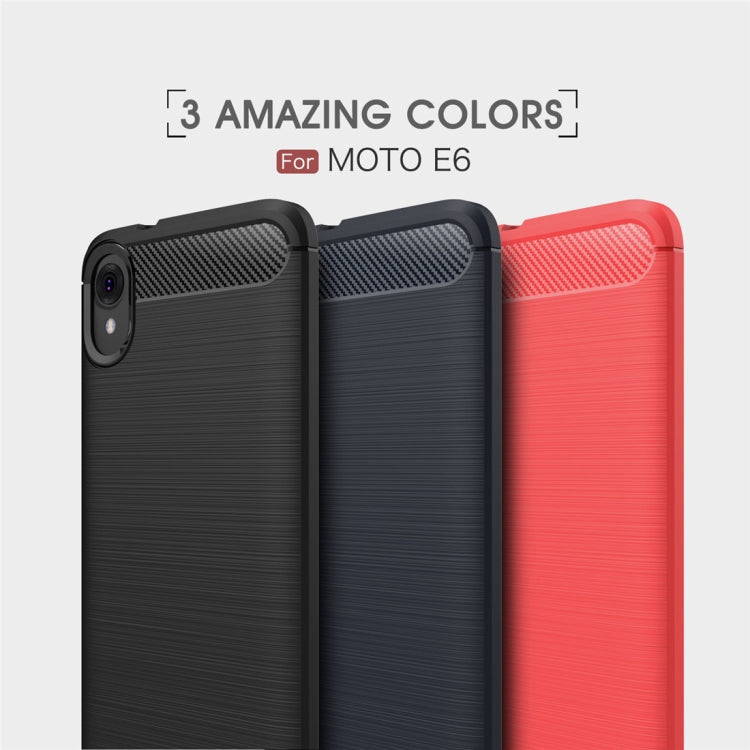 Brushed Texture Carbon Fiber TPU Case for MOTO E6(Black)