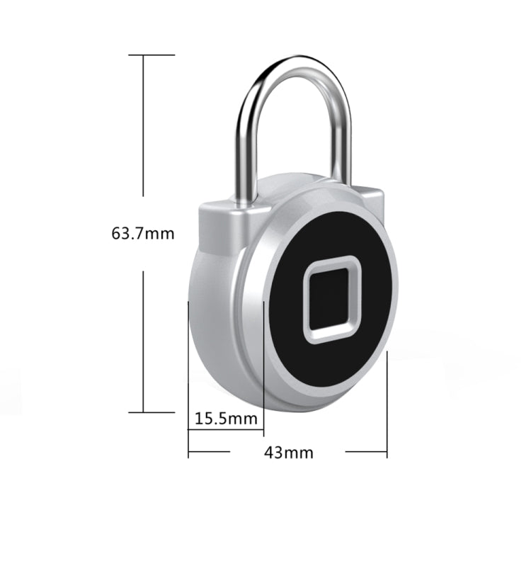 P10 Fingerprint Lock Alloy Fingerprint Padlock Gym Small Lock Cabinet Lock Electronic Lock At Home(Silver)