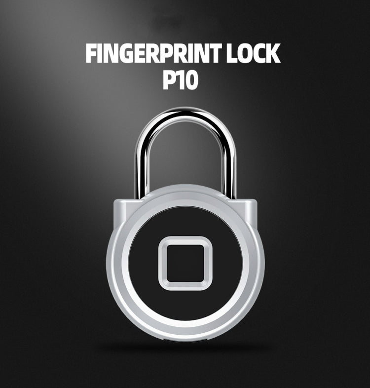 P10 Fingerprint Lock Alloy Fingerprint Padlock Gym Small Lock Cabinet Lock Electronic Lock At Home(Silver)