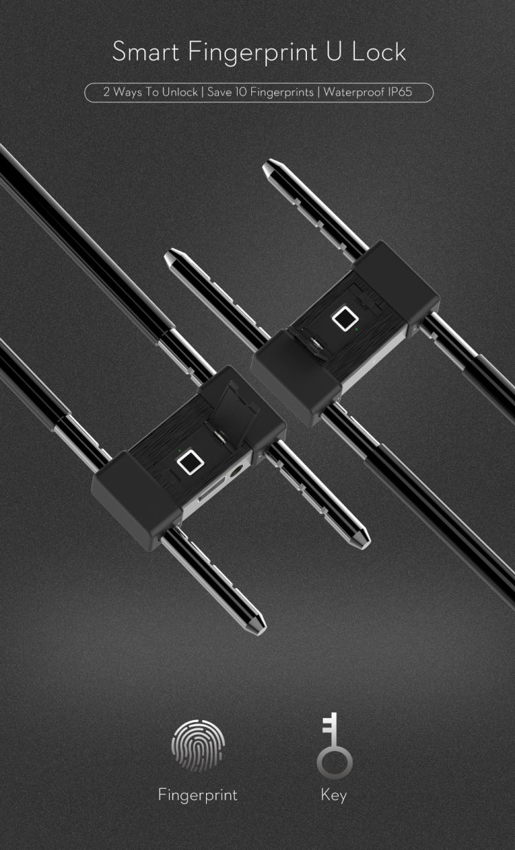 L12 Glass Door Lock Handle Fingerprint Key Burglar Double Door Extension u Lock Lock Store Office Lock(Black)